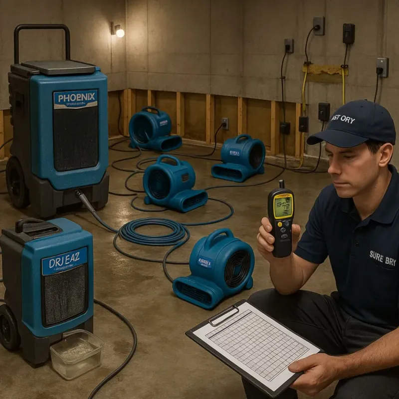 Structural Drying and Dehumidification process in Belmond, IA